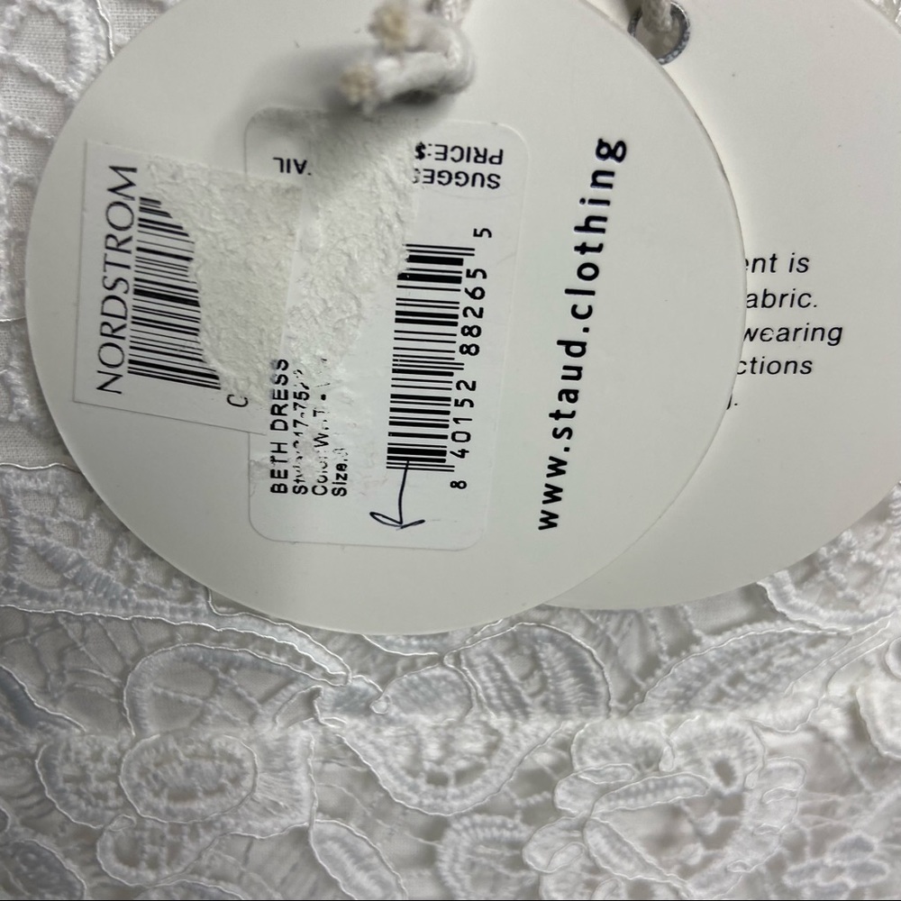 NWT STAUD Size 8 Beth White Lace Mini Dress Long Sleeve Square Neck $425 - Picture 6 of 7